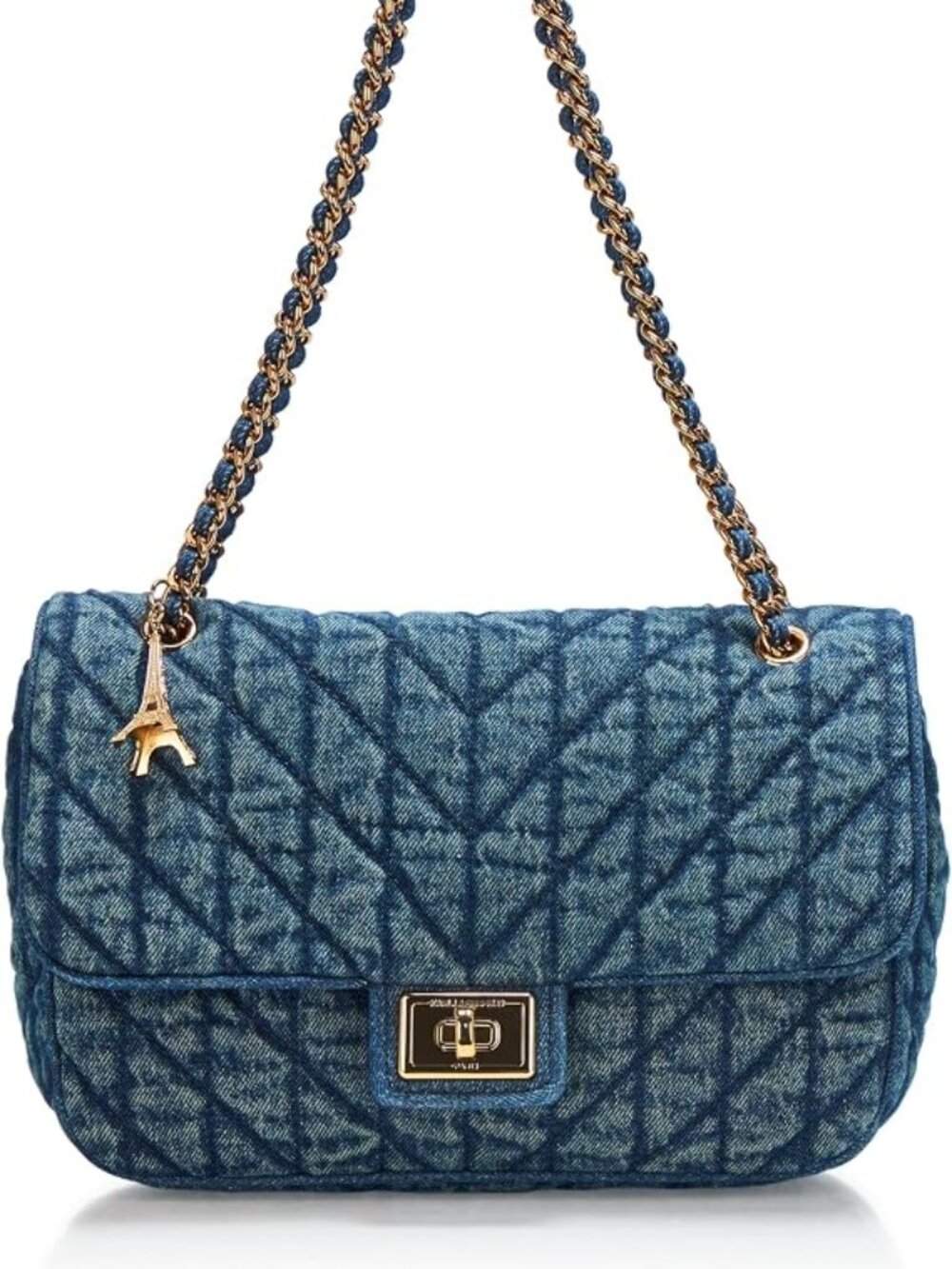 Karl Lagerfeld Agyness Quilted Denim Shoulder Bag NWT